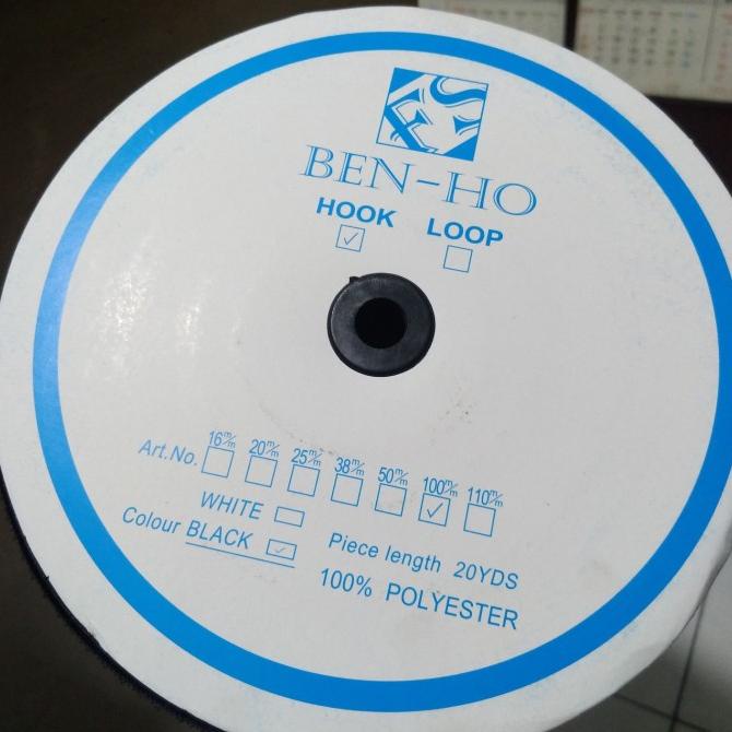 velcro perekat warna hitam 10cm pilih kasar/ halus 1 roll