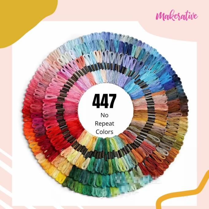 Grosir 100 250 447 Warna Benang Sulam Embroidery Thread Kualitas Impor