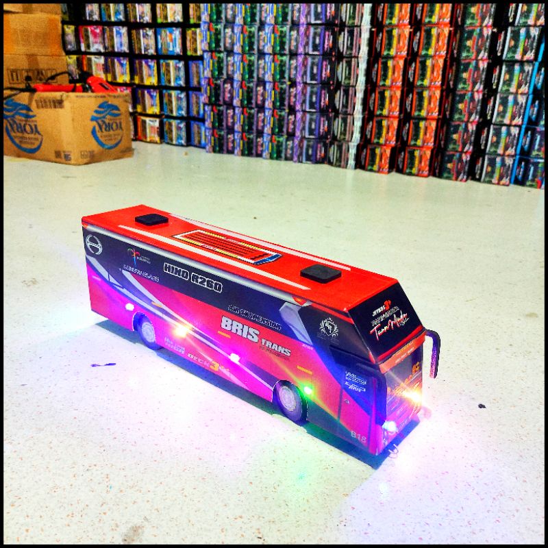 Miniatur Bus Telolet Basuri Bris Trans Tuan Muda Full Lampu