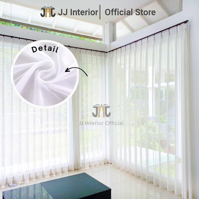 Vitrase minimalis cocok utk gorden hordeng Voile polos White