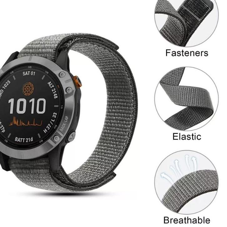 Terkini Tali Strap Kanvas Nylon Ultrafit 22MM Garmin Fenix 5 6 Seller