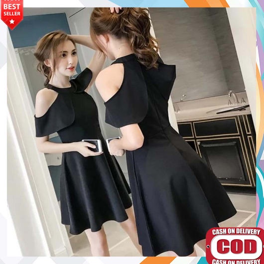 Dres Wanita Dewasa Terbaru 2023 Korea Jumbo Dress Pendek Selutut Kekinian Style Vintage Remaja Canti