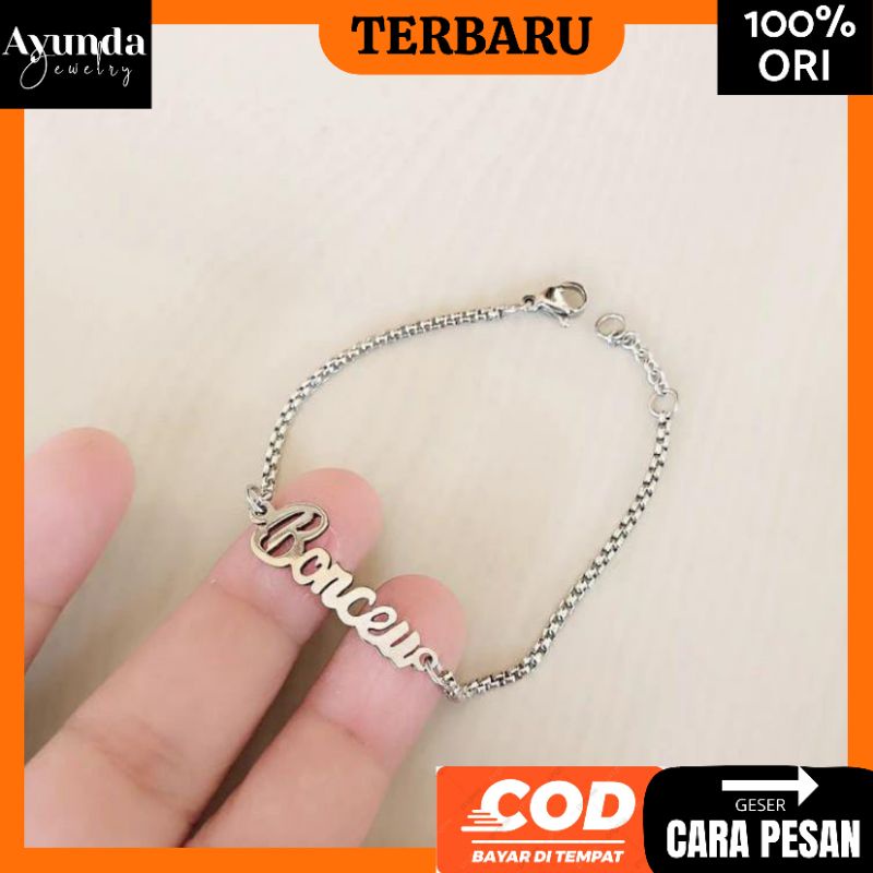 Gelang Anak Custom nama Anti karat bahan monel stenless steel