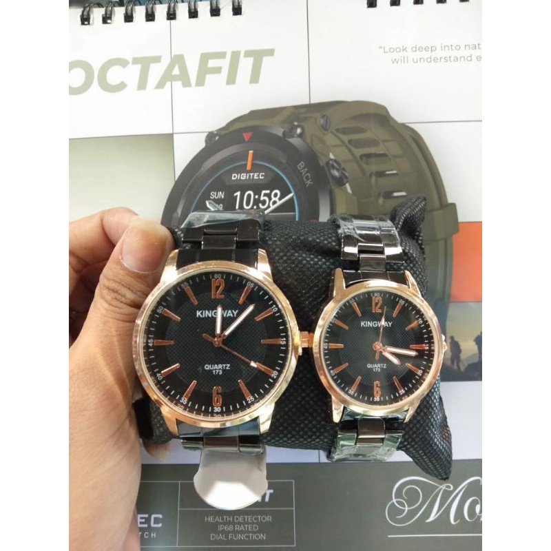 Jam Tangan Couple Analog Rantai Stainless Steels Kingway Polos