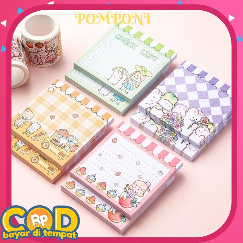 

POMPONI 80 LEMBAR STICKY NOTE GIRL BUNNY DAILY MEMO