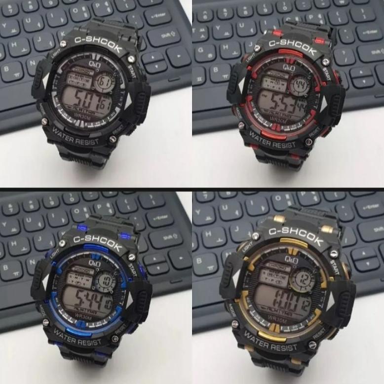 Jam Tangan Pria Digital C-Shock QnQ Tali Karet/Jam Tangan Cowo Digital Tahan Air