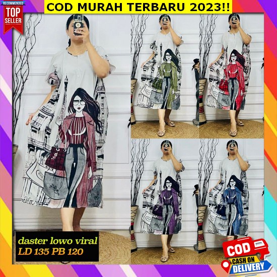 Tersedia Jumbo Grosir Daster Somila.Id Busui Kimono Chibi Panjang Lengan 7/8 Pinggang Serut Batik Bu