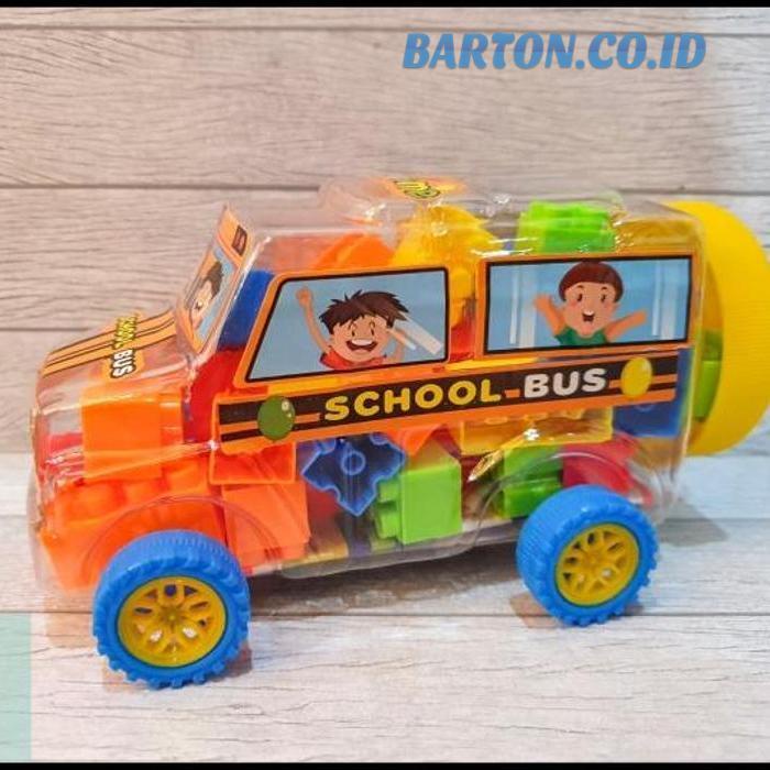 MAINAN ANAK BUS SEKOLAH ISI LEGO BRICK SCHOOL BUS BLOCKS 18205C 