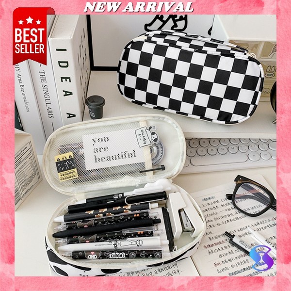 

Cute Pencil Case Bag For Girls Kawaii Pen Pouch Box Large Capacity Plush Aesthetic Student School Su Kotak Alat Tulis/Kotak Pensil/Kotak Pensil Kotak-Kotak Hitam Putih Berkapasitas Besar-Suning Mall