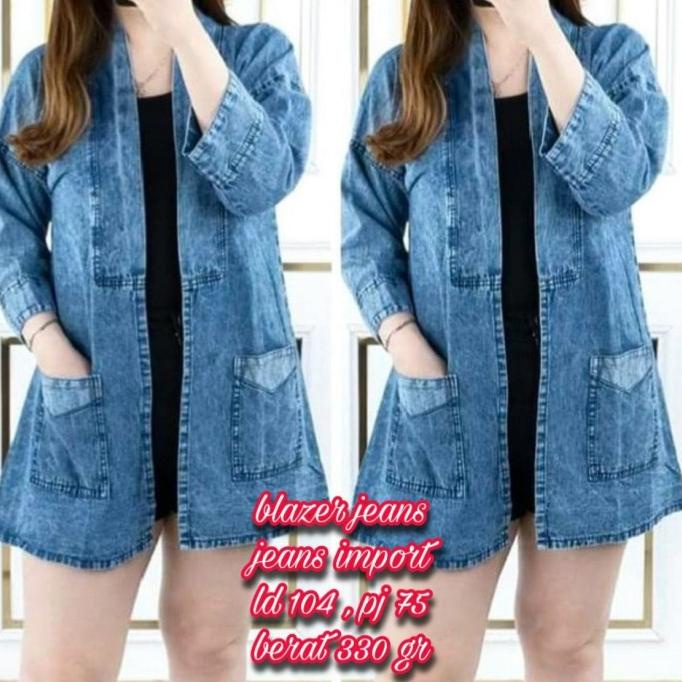 Blazer Jeans Wanita Import Lengan Panjang Jaket Jeans Nagita