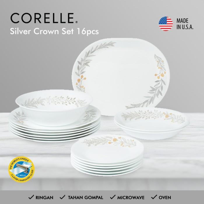 Terlaris Corelle Silver Crown Dinner Set / Set Piring Makan