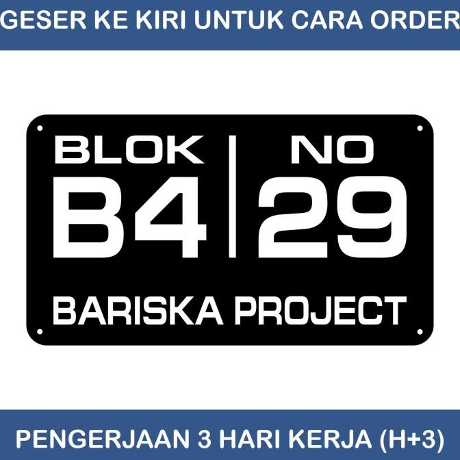 

Nomor Rumah Acrylic / Akrilik 30X17 Hitam Putih Laser Cutting