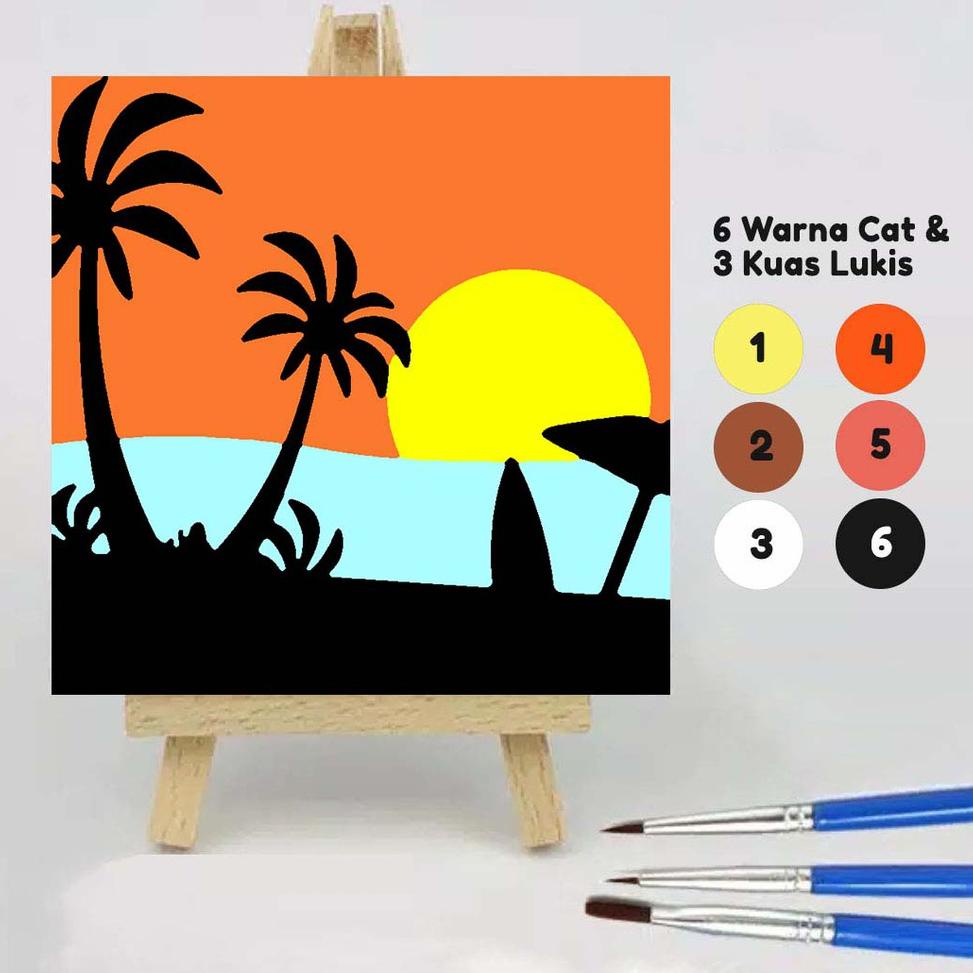 

[NEW PRODUCT !!!] Paint by number BEACH SCENE 20x20 Wooden Painting kit/Set Melukis anak/Paket Mewarnai/DIY/Kerajinan