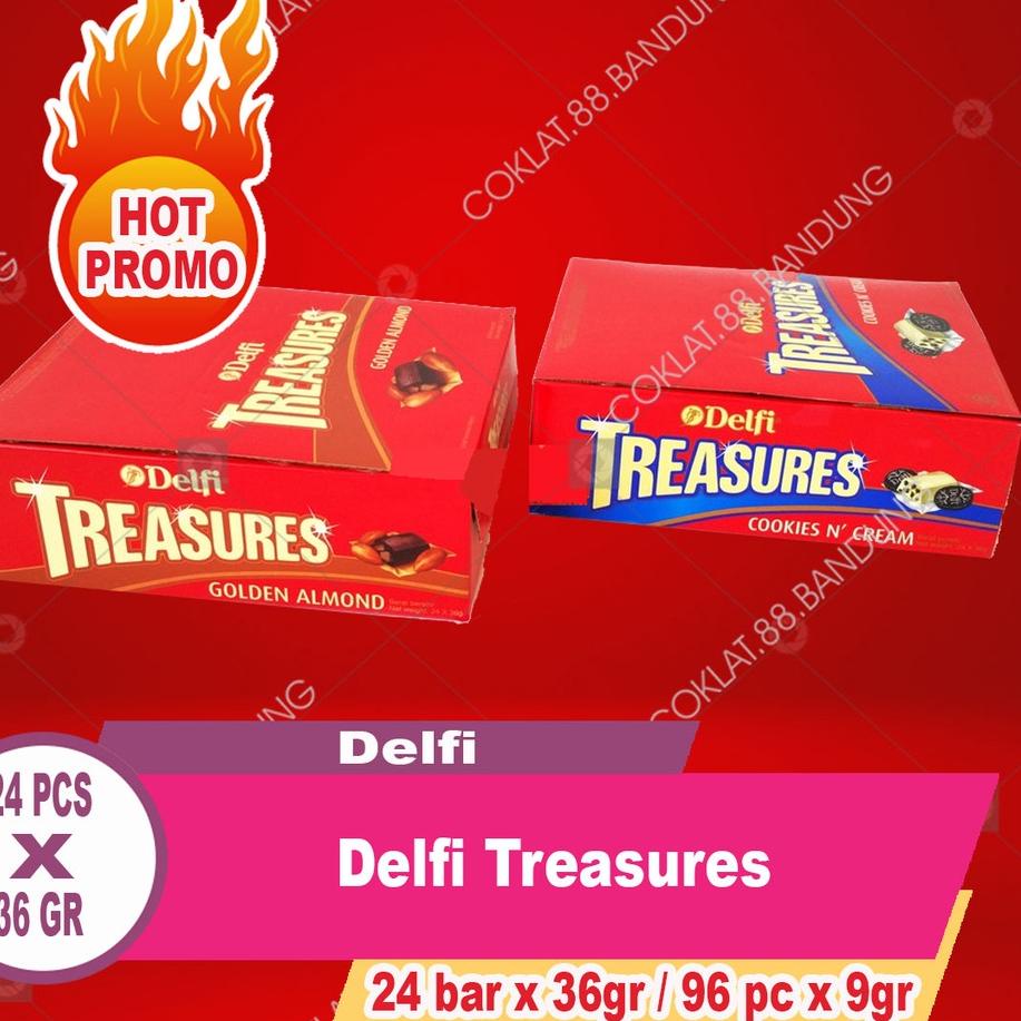 

Diskon ✅ DELFI TREASURE BOX ISI 24 BAR X 36GR GOLDEN ALMOND COKELAT, COKLAT DELFI TREASURES COOKIES CREAM 24 PAK 96 PCS X 9 GRAM KILOAN