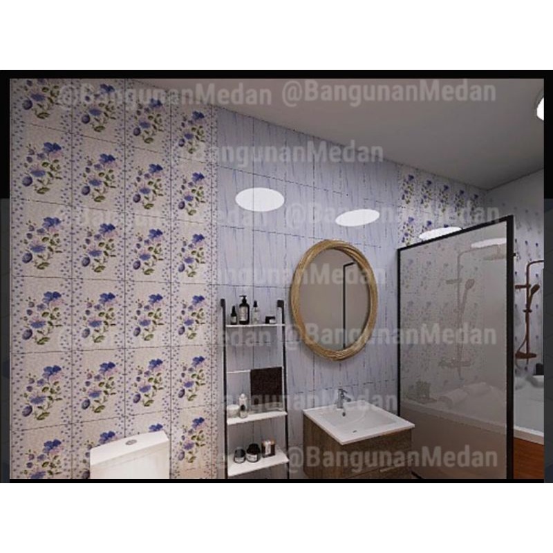 UNO KERAMIK LANTAI DINDING MANDI KILAT GLOSSY 25X40 KW 1 AMARILIS BLUE BIRU