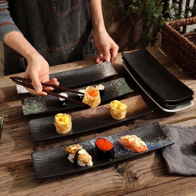 JAPAN Sushi Roll Long plate piring keramik panjang sushi jepang