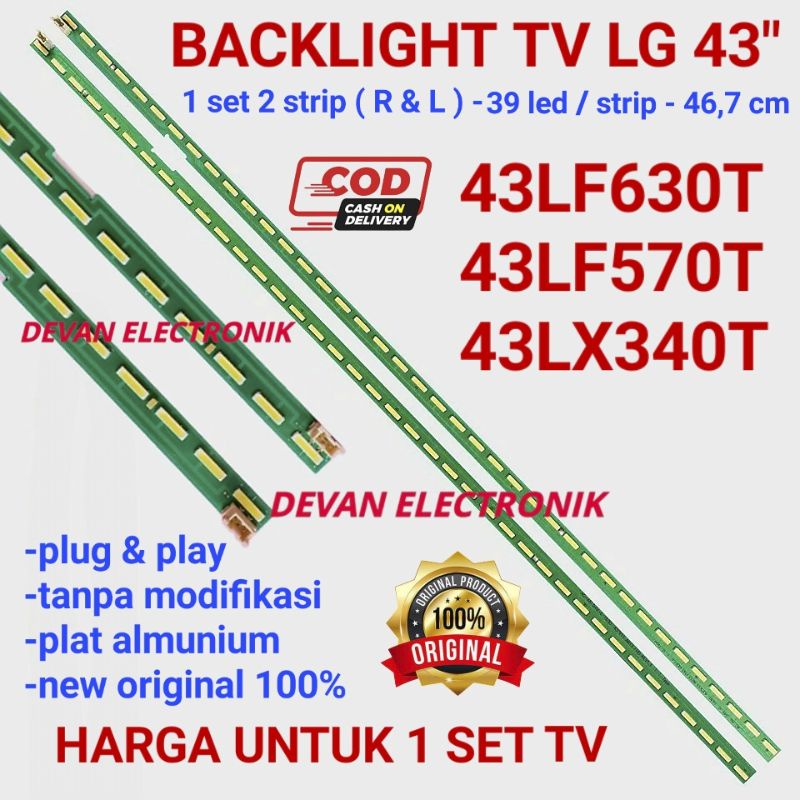 BACKLIGHT TV LG 43LF540T 43LF590T 43LX310T 43LH540T LAMPU BACKLIGHT LG 43LF LH LX LED STRIP LG