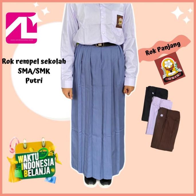 rok rempel anak sekolah SMA/SMK warna abu-abu,putih,hitam&coklat