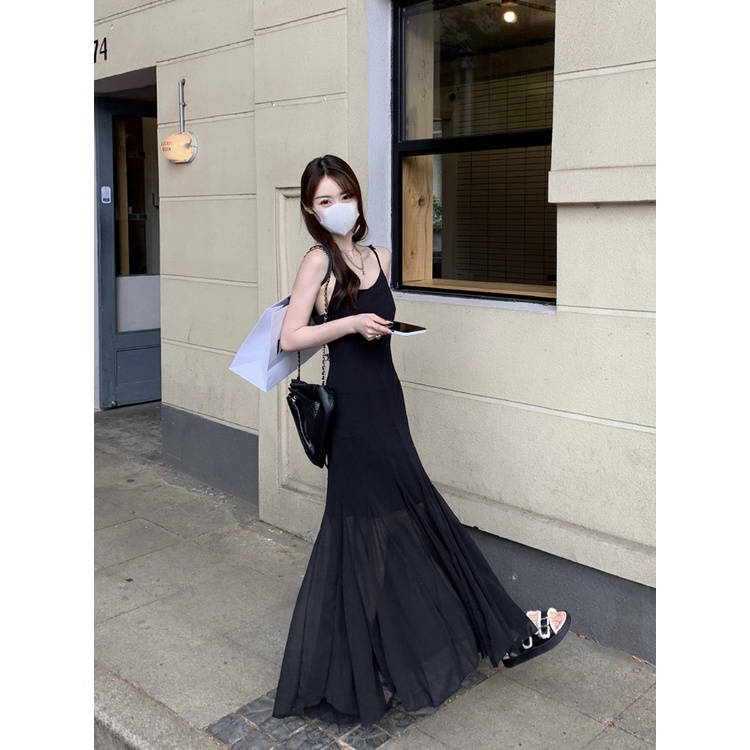 ﹊✻❧gaun musim panas pantai desain ceruk rok putri duyung tanpa lengan suspender rok wanita musim panas slim slim dress rok panjang