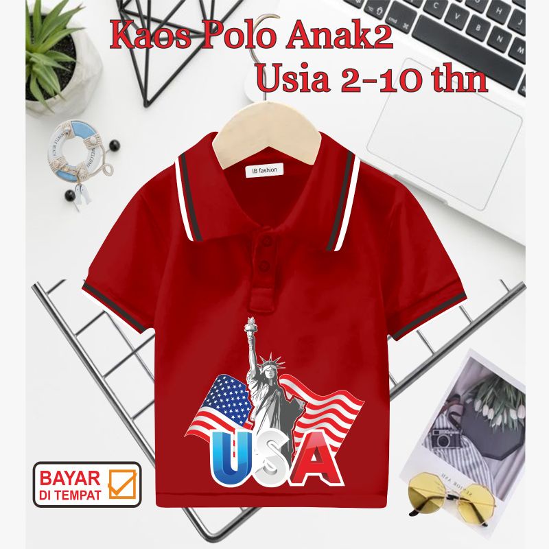 ((IB))KAOS ANAK2 KERAH POLO/USA DIGITAL SABLON