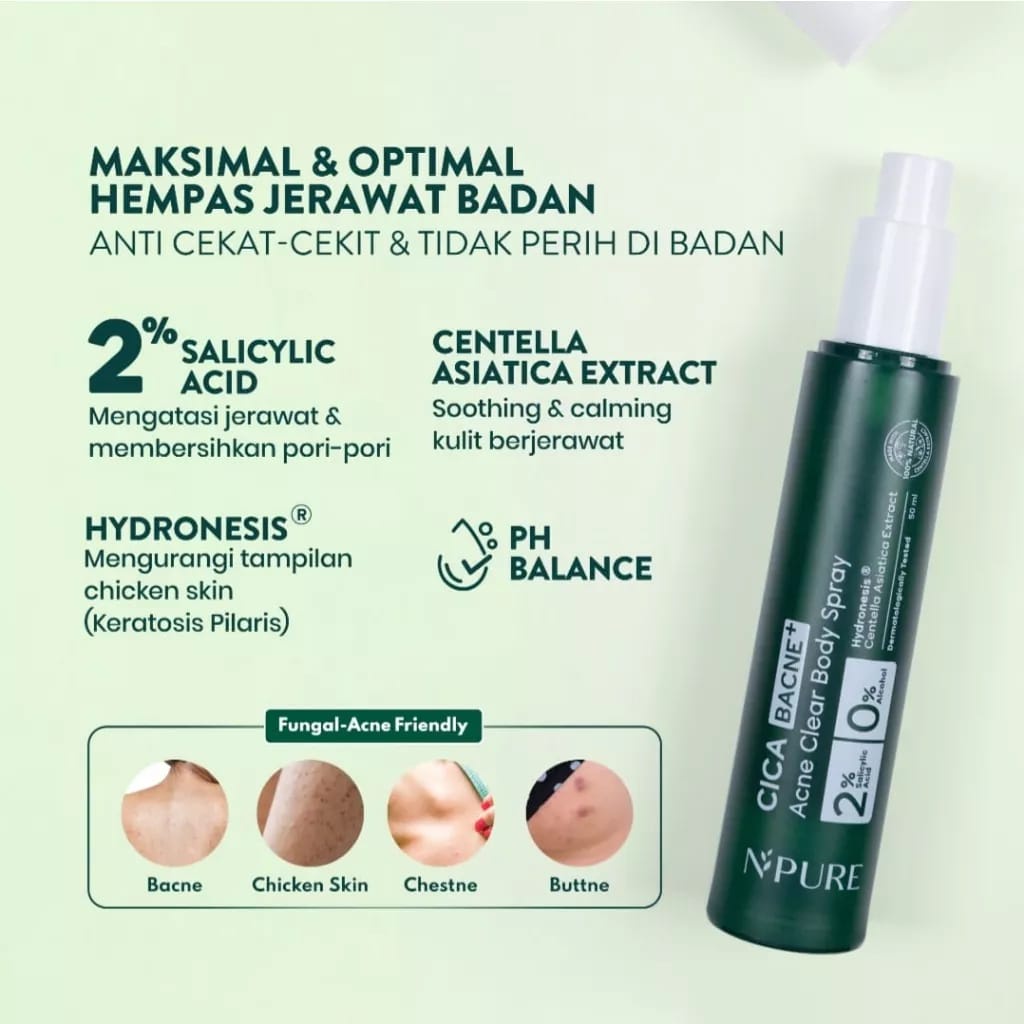 Npure Bacne Spray untuk Jerawat Punggung &amp; Badan