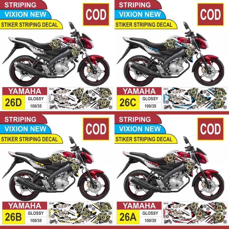 Decal custom Vixion new 2013 Striping variasi vixion 2015 stiker aksesoris Yamaha vixion