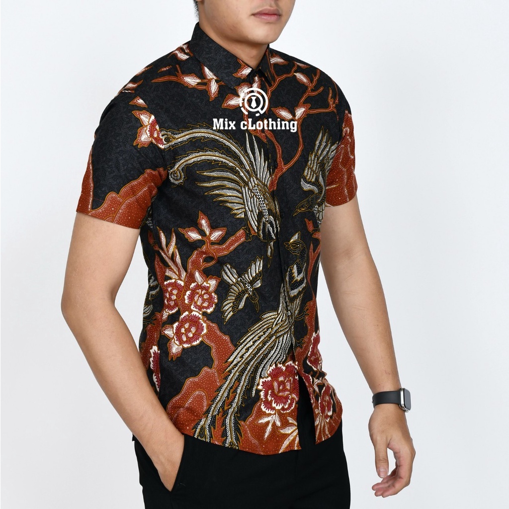 Baju Batik Pria Slimfit Kemeja Lengan Pendek Slim Premium Kode 2014