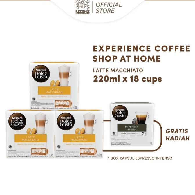 

Nescaf Dolce Gusto Latte Macchiato 3 Box (36 Kapsul = 18 Gelas)