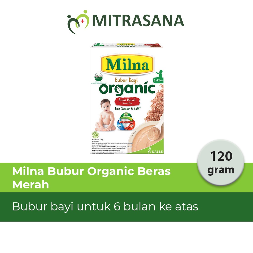 Milna Bubur Bayi Organik 6+ Beras Merah / Kacang Hijau