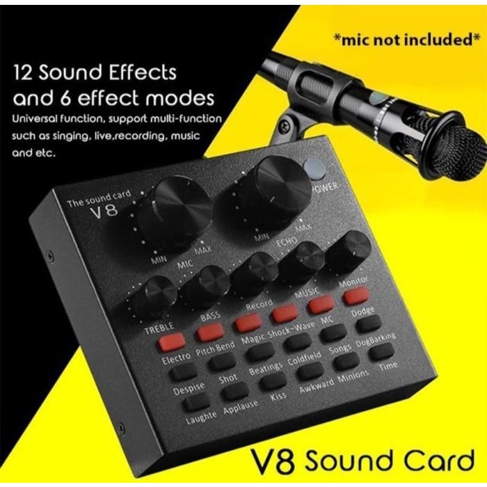 Soundcard Bluetooth Audio Interface V8 Audio Soundcard