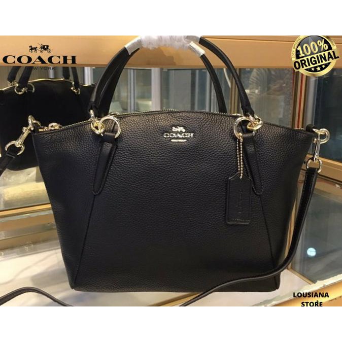 New Sale Tas Wanita Coch Pebble Full Leather Small Kelsey Black Gold Original