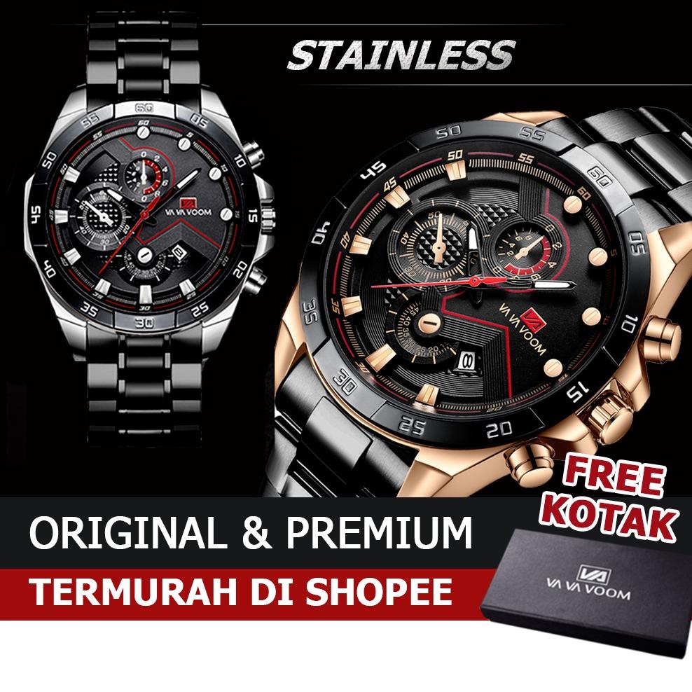 Terbaru Jam Tangan Pria Stainless Impor Vava Voom Va-2162G Orinal Tahan Air Fashion Business Auto Da