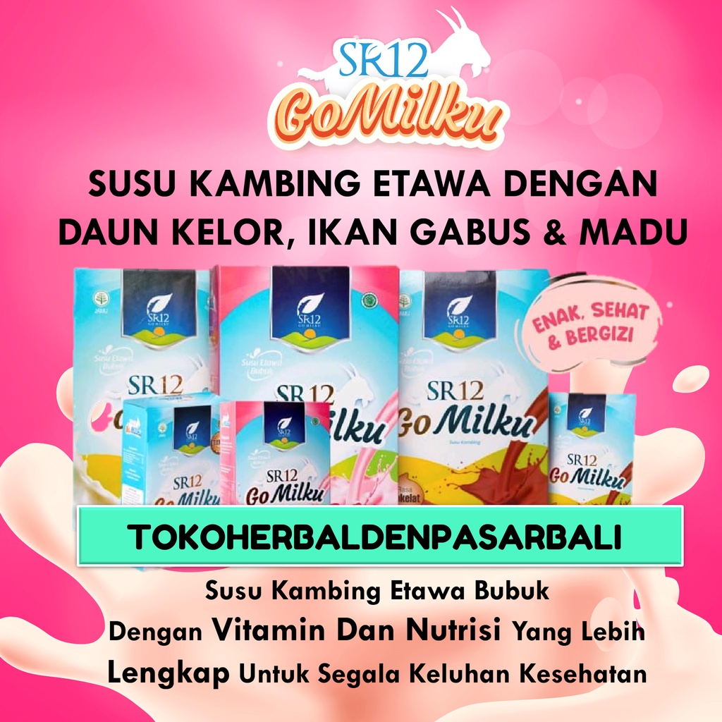 

200GR - SR 12 GOMILKU GO MILKU - Susu kambing etawa bubuk dengan daun kelor, ekstrak ikan gabus dan madu - ukuran 200 gram 200gr -- rasa original, coklat, strawberry goat milk