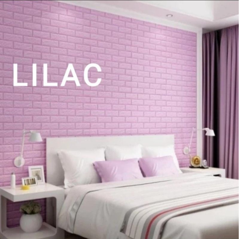 Wallpaper 3D Foam wallfoam bata putih hitam beige cream Lilac pink sticker foam dinding