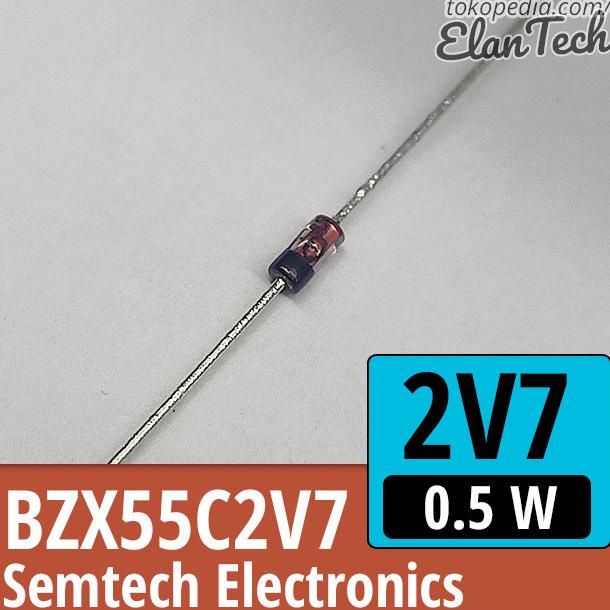 Diode Zener 2V7 0.5W 2.7V Semtech BZX55C2V7 1/2W Dioda Elan73c Kualitas Baik
