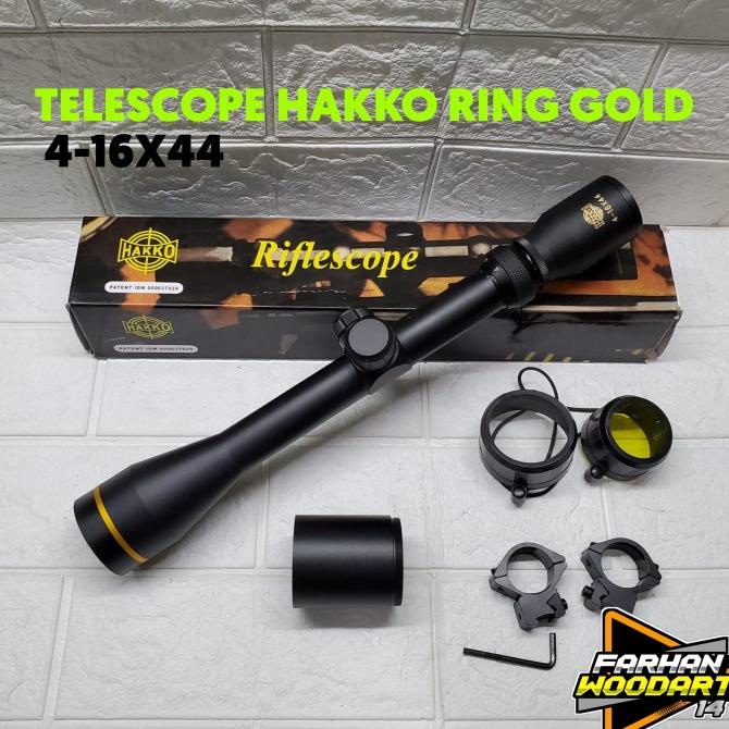 TELESKOP HAKKO 4-16X44 RING GOLD PLUS SUNHIDE HAKKO ORIGINAL TERMURAH