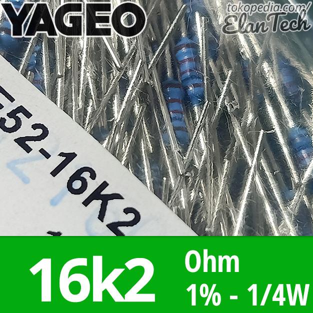 Resistor Yageo 16k2 1/4W 1% 0.25W 1/4 W 16.2 Kilo Ohm Elan73c Diminati Banget
