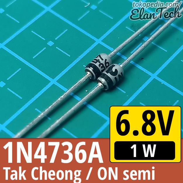 1N4736 Diode Zener 6.8V / 6V8 1W Tak Cheong / ON semi 1N4736A Elan73c Ayo Beli
