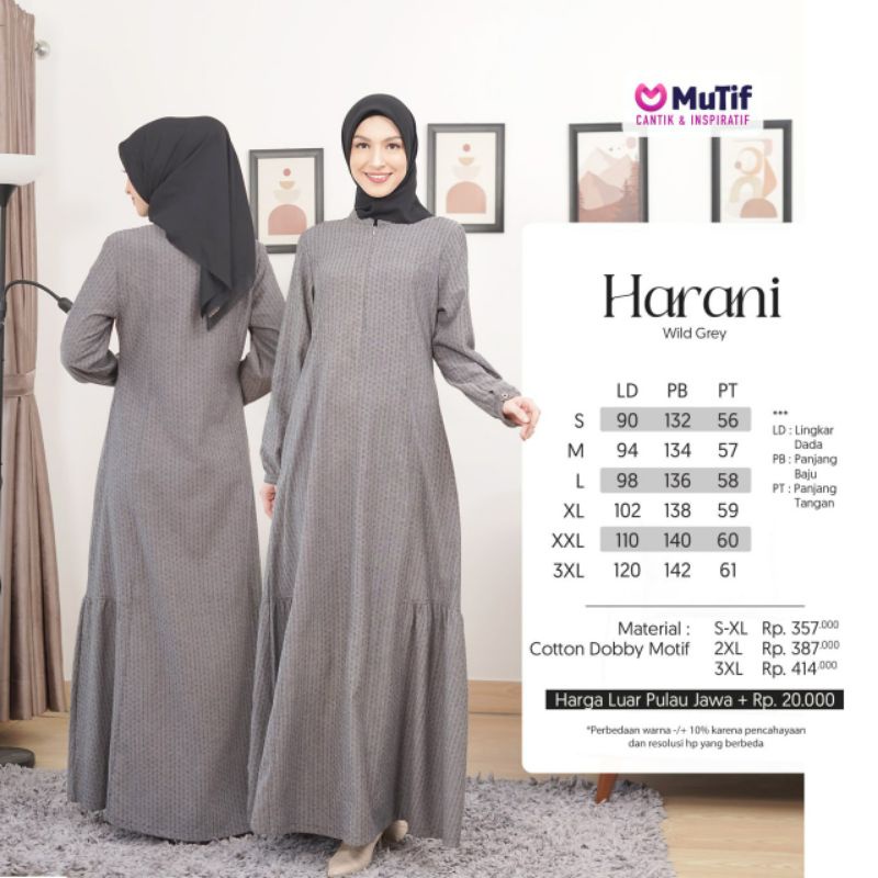 Mutif Harani Wild Grey Mutif Harano Wild Purple Baju Muslim Gamis Dress Casual Premium Terbaru Ori Lebaran 2023 Sarimbit