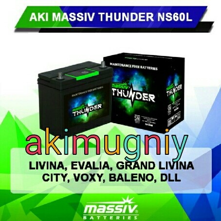 aki mobil massiv thunder ns60l grand livina ertiga datsun go march