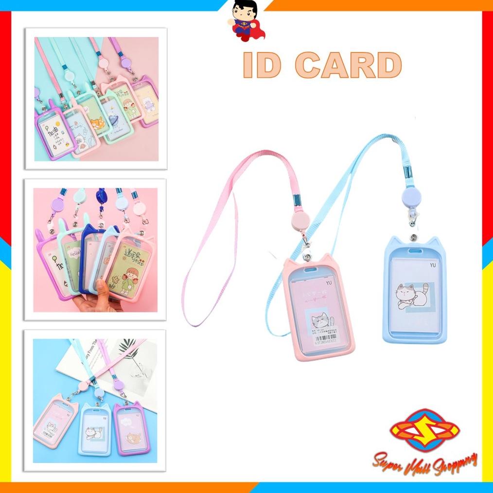 

SMS Name Tag Lanyard Gantungan Kartu Motif Kucing Akses MRT Busway E-Money Flazz BRIzi Bentuk Karakter Warna Pastel Lanyart Card Holder Id Card