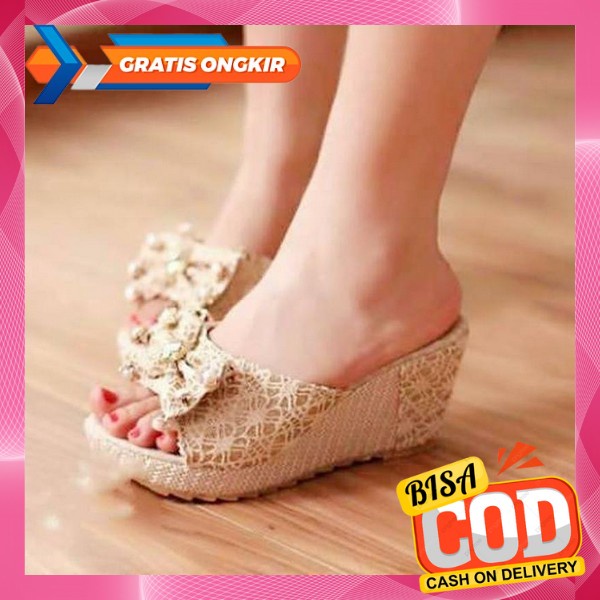Widges Casual Wedjes Terbaru Sendal Tinggi Weadges Pesta Slop Weges Wejes Elegan  Sandal Kekinian We