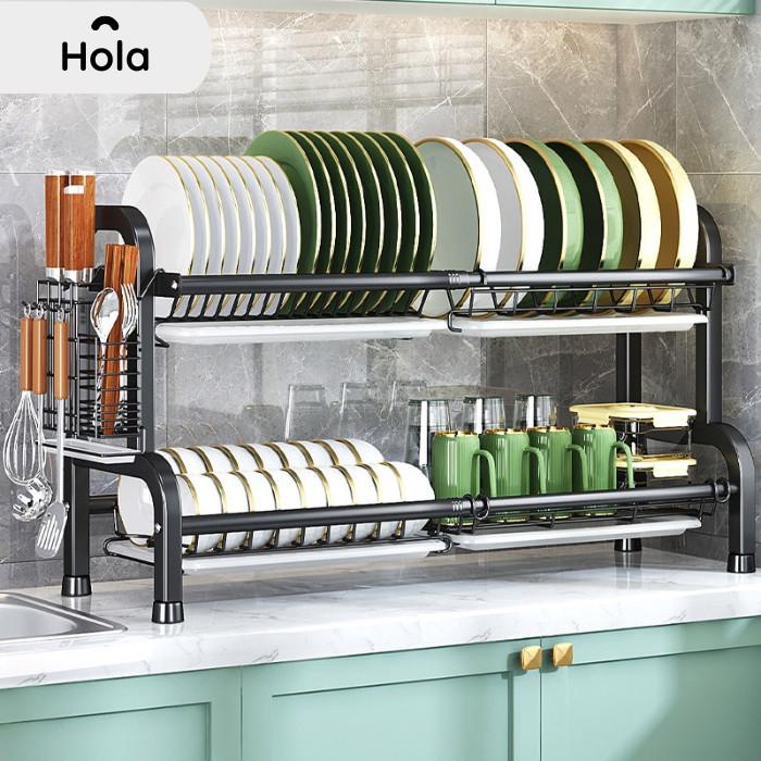 Dish Dryer Rak Piring Stainless 2 3 Susun Kapasitas Besar Multifungsi Anti Karat