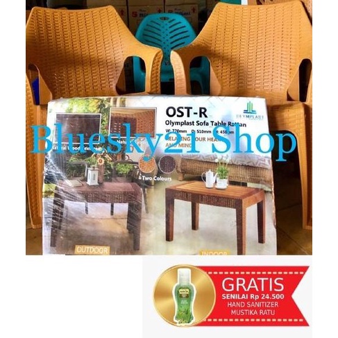 KURSI TERAS PAKET KURSI SANTAI 2 & MEJA TERAS PANJANG 1 PLASTIK ANYAMAN ROTAN EL09I09A82L