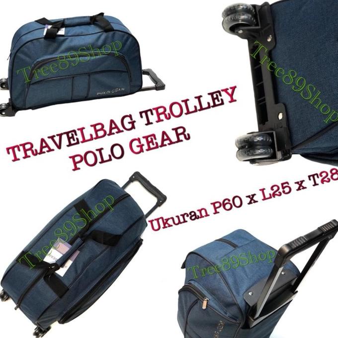 TRAVEL BAG TROLY KOPER CABIN POLO GEAR RODA ORIGINAL IMPORT HITAM