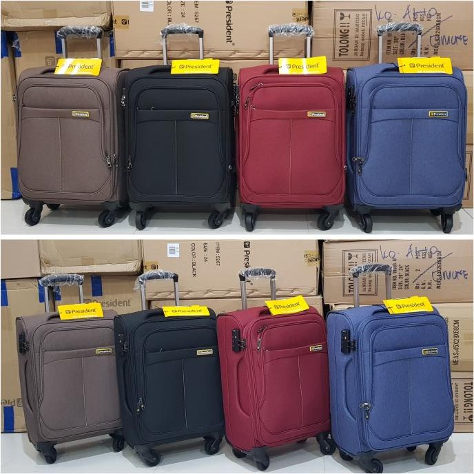 Koper president kanvas Polyster 20"Roda putar+ double zipper+ TSA CODE