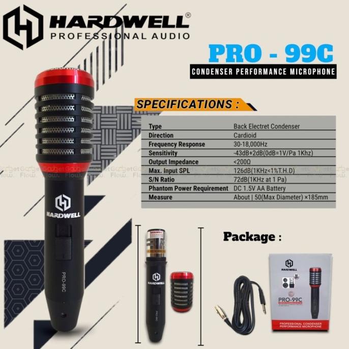Microphone Mic Condenser Dynamic HARDWELL PRO-99C Pro 99c Karaoke ffs01
