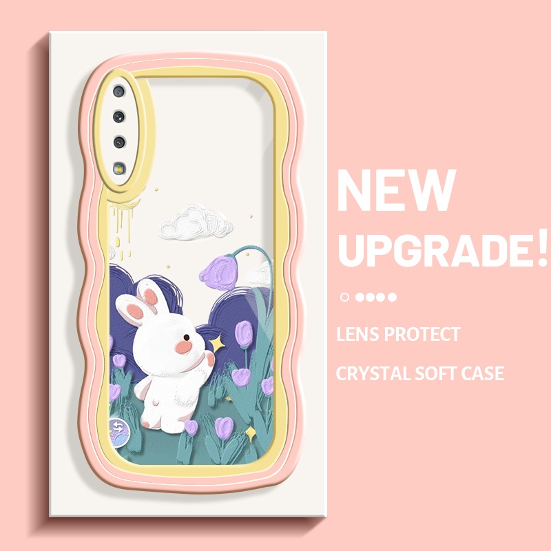 Casing Ponsel untuk Samsung A7 2018 Case gambar kartun kelinci memetik bintang HP lukisan pinggiran 