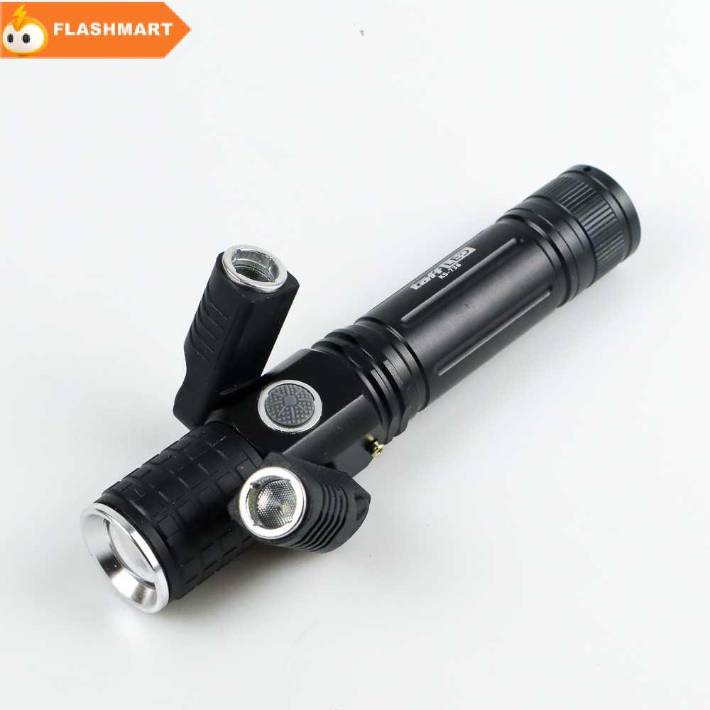 FLASHMART Senter LED Rotating Zoom Cree T6 + 2 x XPE 1500 Lm - KS-738