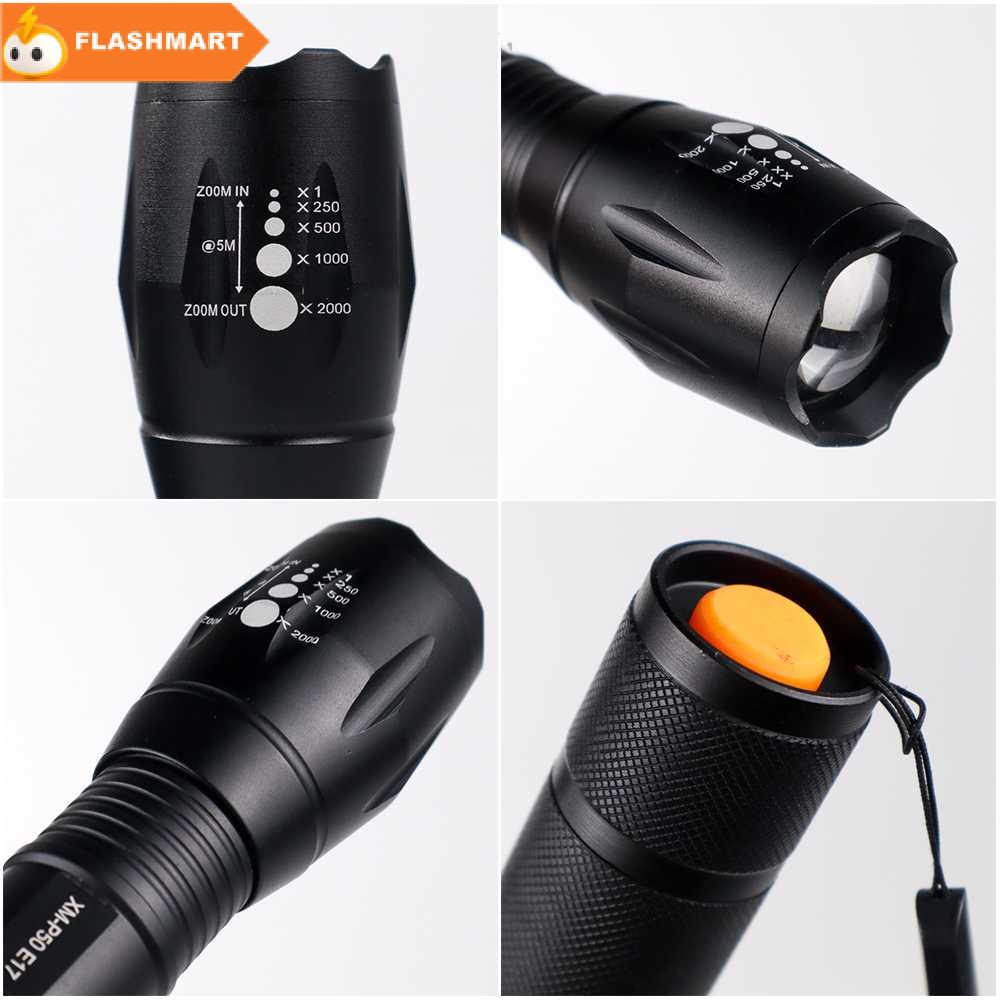 FLASHMART Paket Senter LED Flashlight Cree XM-P50 + Baterai + Charger - E17